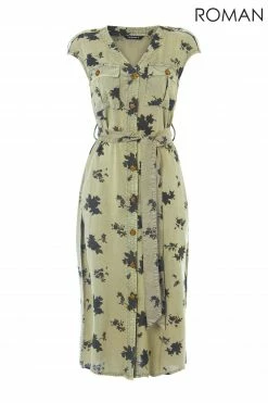 Roman Khaki Floral Print Utility Midi Dress 10 Roman Khaki Floral Print Utility Midi Dress -Roman Sales Shop unnamed file 1167
