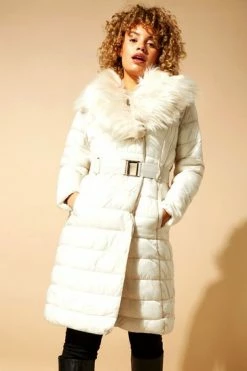 Roman White Faux Fur Belted Longline Padded Coat 11 Roman White Faux Fur Belted Longline Padded Coat -Roman Sales Shop unnamed file 11670