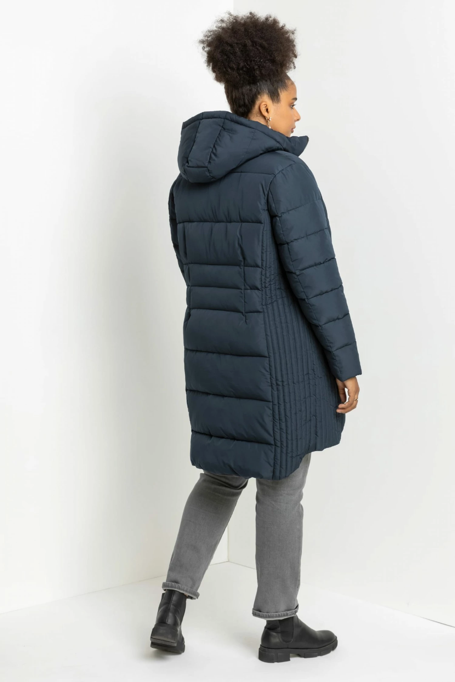 Roman Blue Curve Longline Hooded Coat 4 Roman Blue Curve Longline Hooded Coat - Image 2