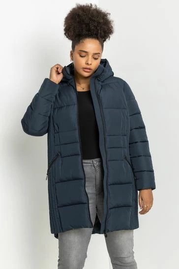 Roman Blue Curve Longline Hooded Coat 8 Roman Blue Curve Longline Hooded Coat - Image 6