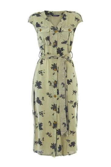 Roman Khaki Floral Print Utility Midi Dress 7 Roman Khaki Floral Print Utility Midi Dress - Image 5