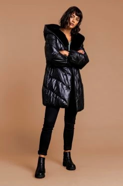 Roman Black Hooded Long Quilted Coat -Roman Sales Shop unnamed file 11695