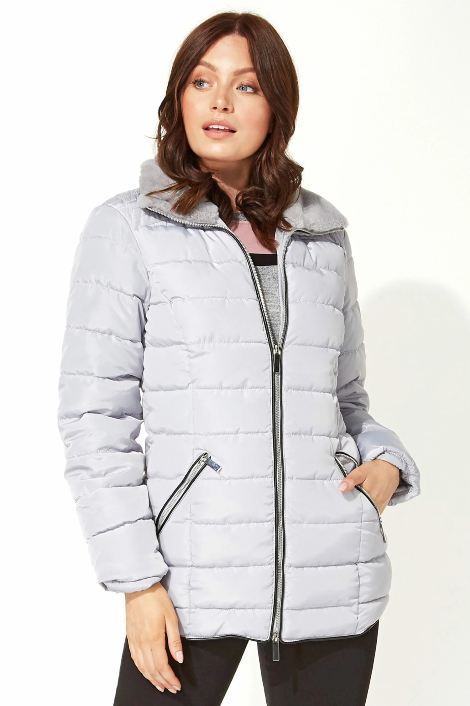 Roman Grey Originals Short Zip Through Padded Coat 3 Roman Grey Originals Short Zip Through Padded Coat