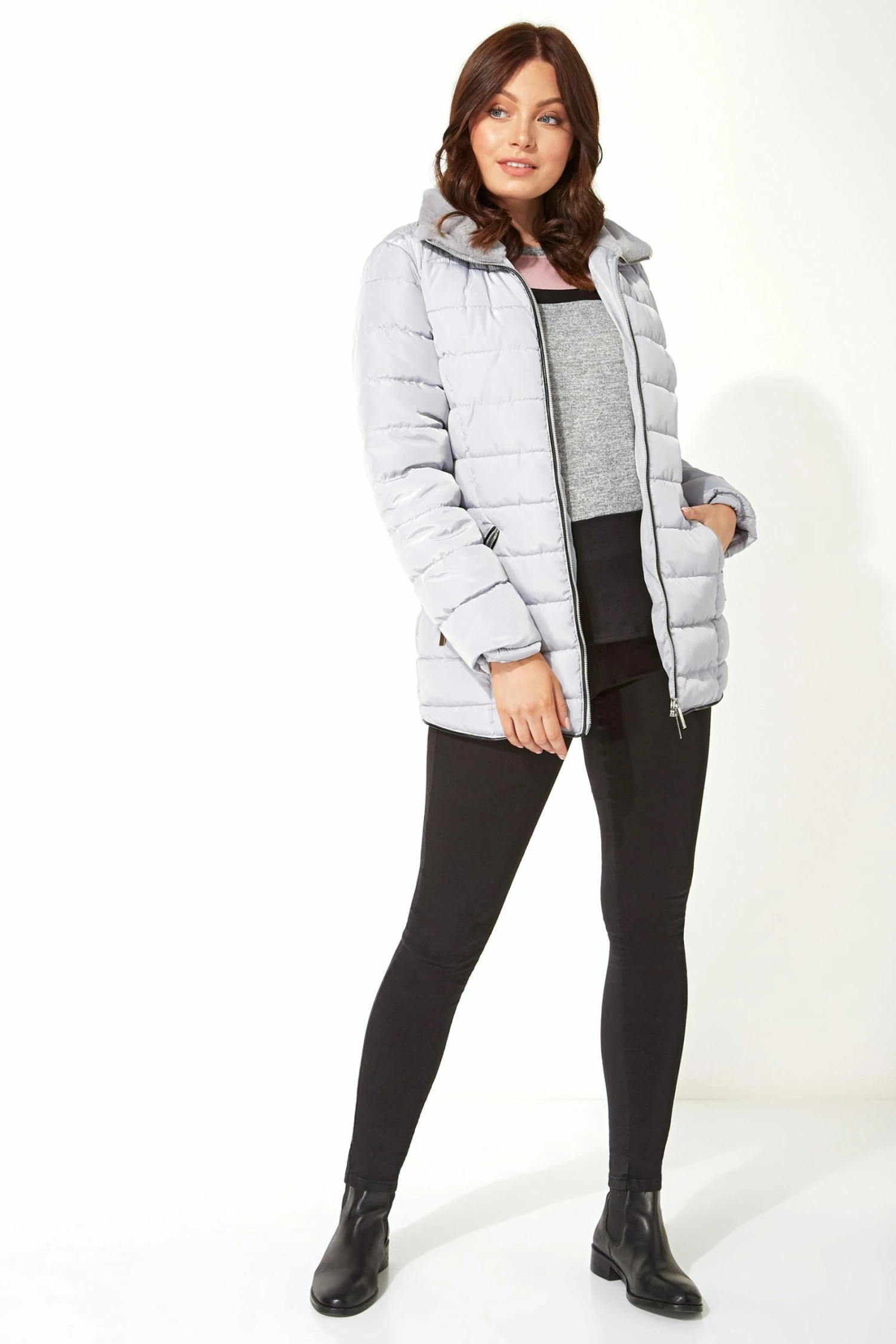Roman Grey Originals Short Zip Through Padded Coat 4 Roman Grey Originals Short Zip Through Padded Coat - Image 2