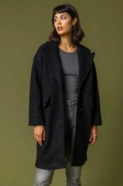 Roman Black Single Breasted Longline Textured Coat 11 Roman Black Single Breasted Longline Textured Coat -Roman Sales Shop unnamed file 11712