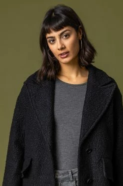 Roman Black Single Breasted Longline Textured Coat 13 Roman Black Single Breasted Longline Textured Coat -Roman Sales Shop unnamed file 11714