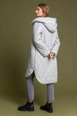 Roman Grey Hooded Longline Quilted Coat -Roman Sales Shop unnamed file 11724