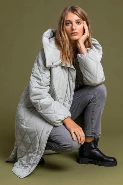 Roman Grey Hooded Longline Quilted Coat -Roman Sales Shop unnamed file 11725