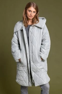 Roman Grey Hooded Longline Quilted Coat -Roman Sales Shop unnamed file 11727