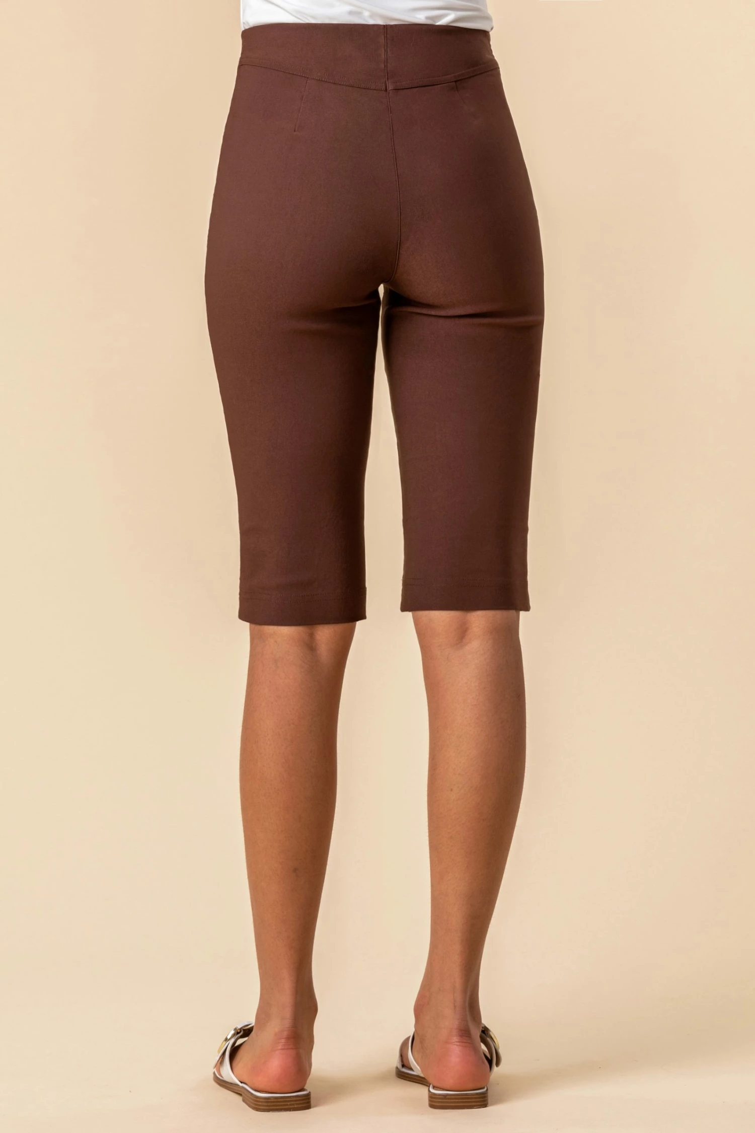 Roman Brown Knee Length Stretch Shorts 4 Roman Brown Knee Length Stretch Shorts - Image 2