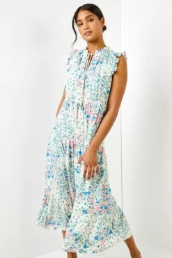 Roman Multi Ditsy Floral Print Frill Detail Maxi Dress -Roman Sales Shop unnamed file 1179