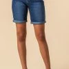 Roman Blue Turned Hem Denim Shorts