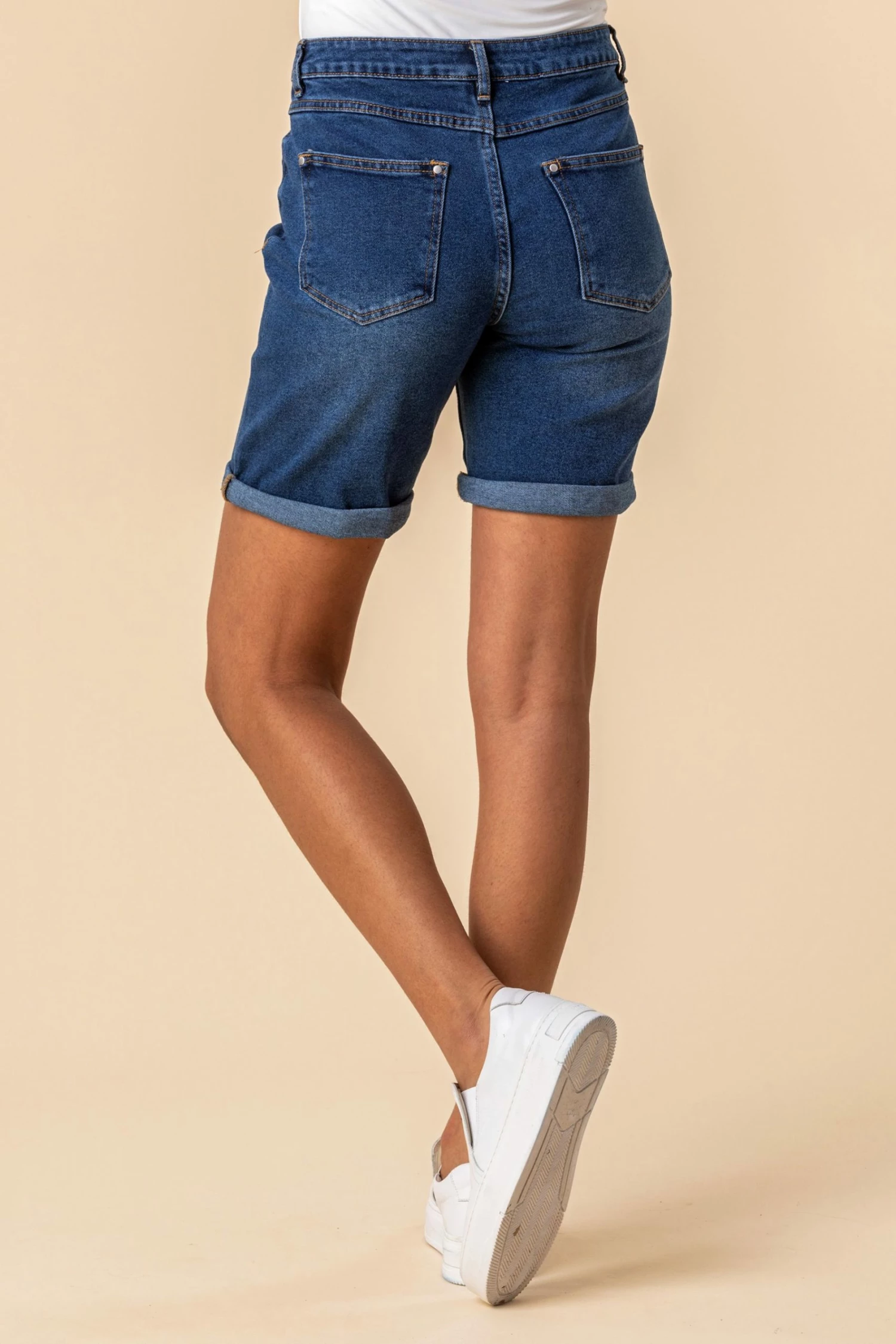 Roman Blue Turned Hem Denim Shorts 4 Roman Blue Turned Hem Denim Shorts - Image 2