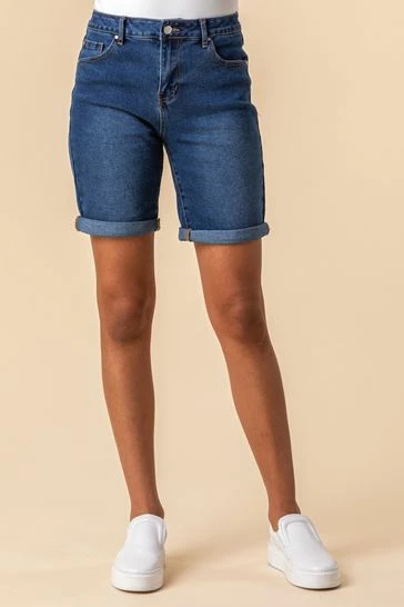 Roman Blue Turned Hem Denim Shorts 7 Roman Blue Turned Hem Denim Shorts - Image 5
