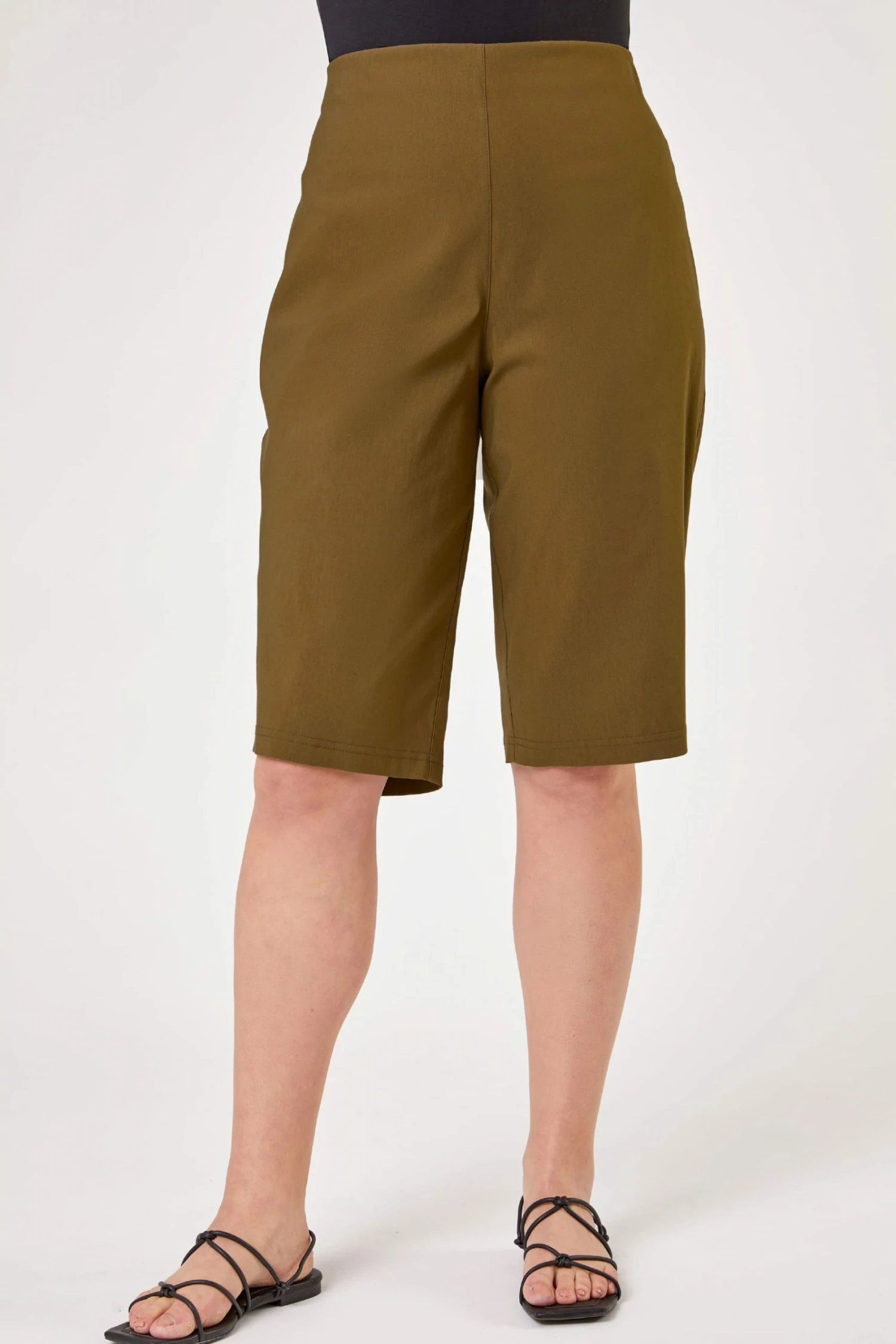 Roman Green Curve Knee Length Stretch Shorts 3 Roman Green Curve Knee Length Stretch Shorts