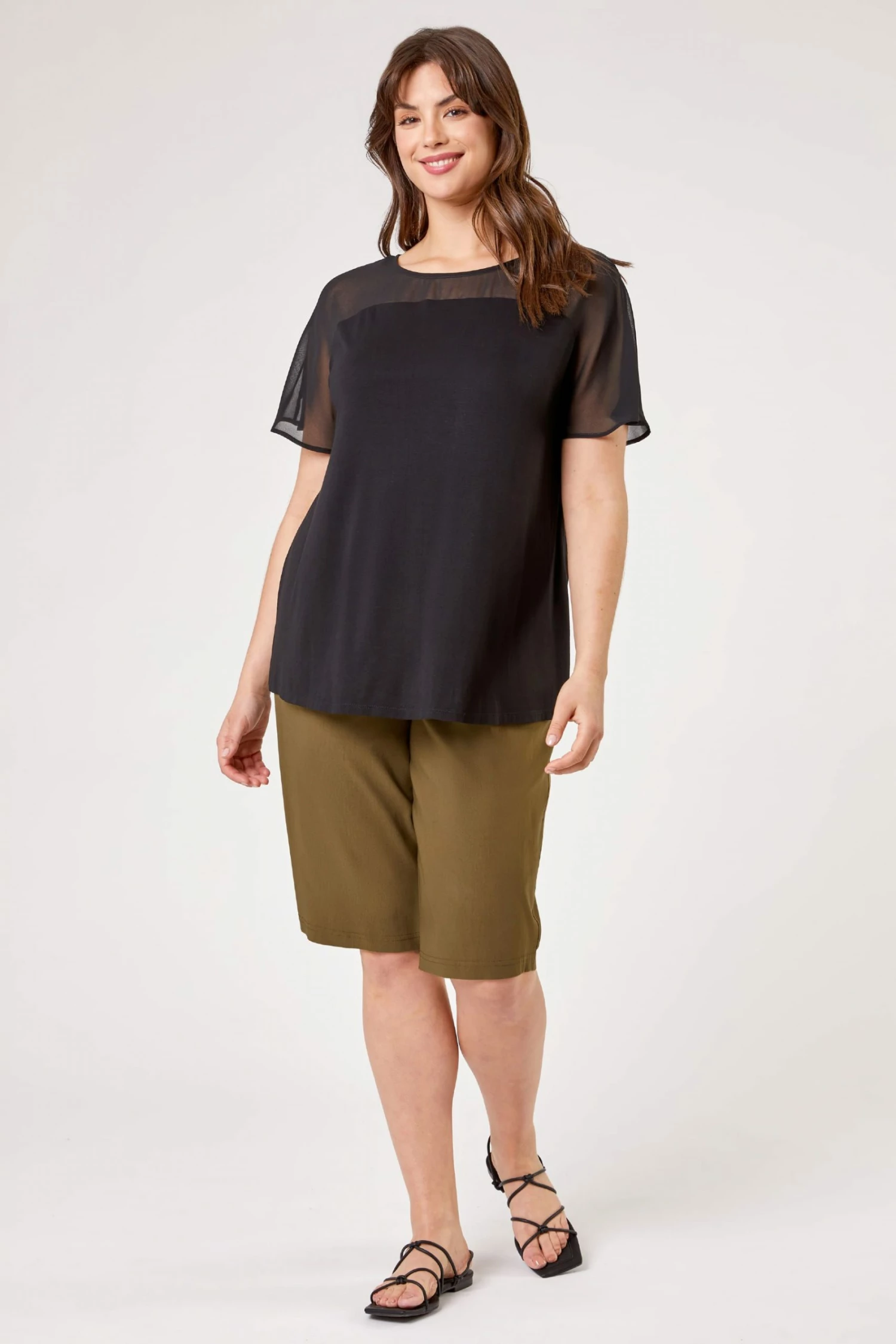 Roman Green Curve Knee Length Stretch Shorts 5 Roman Green Curve Knee Length Stretch Shorts - Image 3