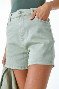 Roman Green High Waist Stretch Denim Shorts -Roman Sales Shop unnamed file 11818
