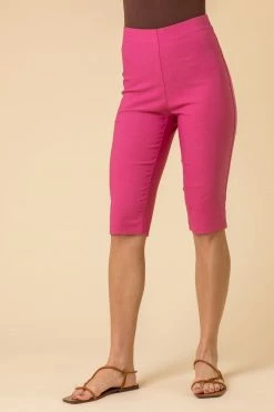 Roman Pink Knee Length Stretch Shorts