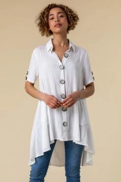 Roman Black Asymmetric Button Detail Shirt -Roman Sales Shop unnamed file 11865