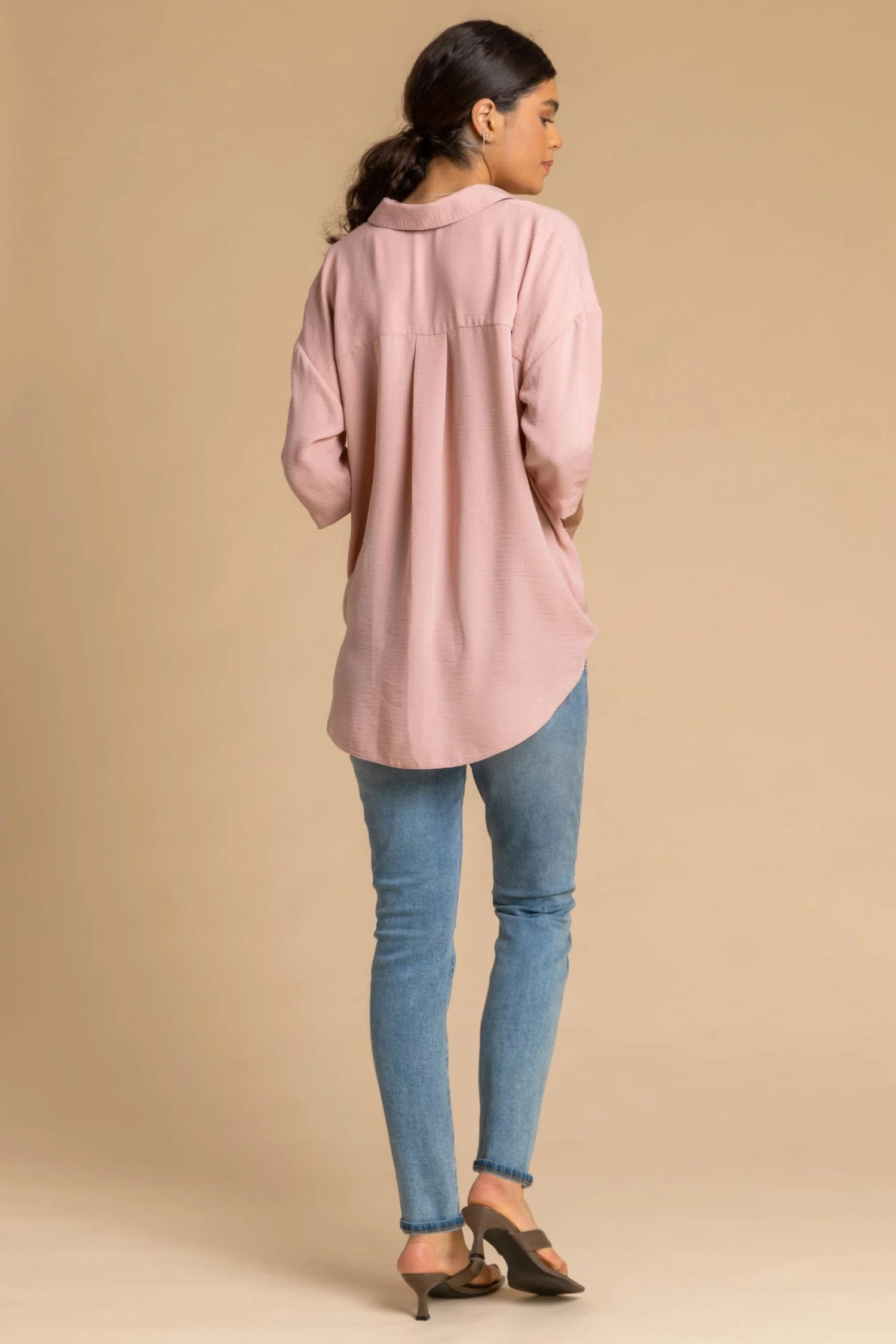 Roman Pink Plain Twist Detail Collared Shirt 4 Roman Pink Plain Twist Detail Collared Shirt - Image 2