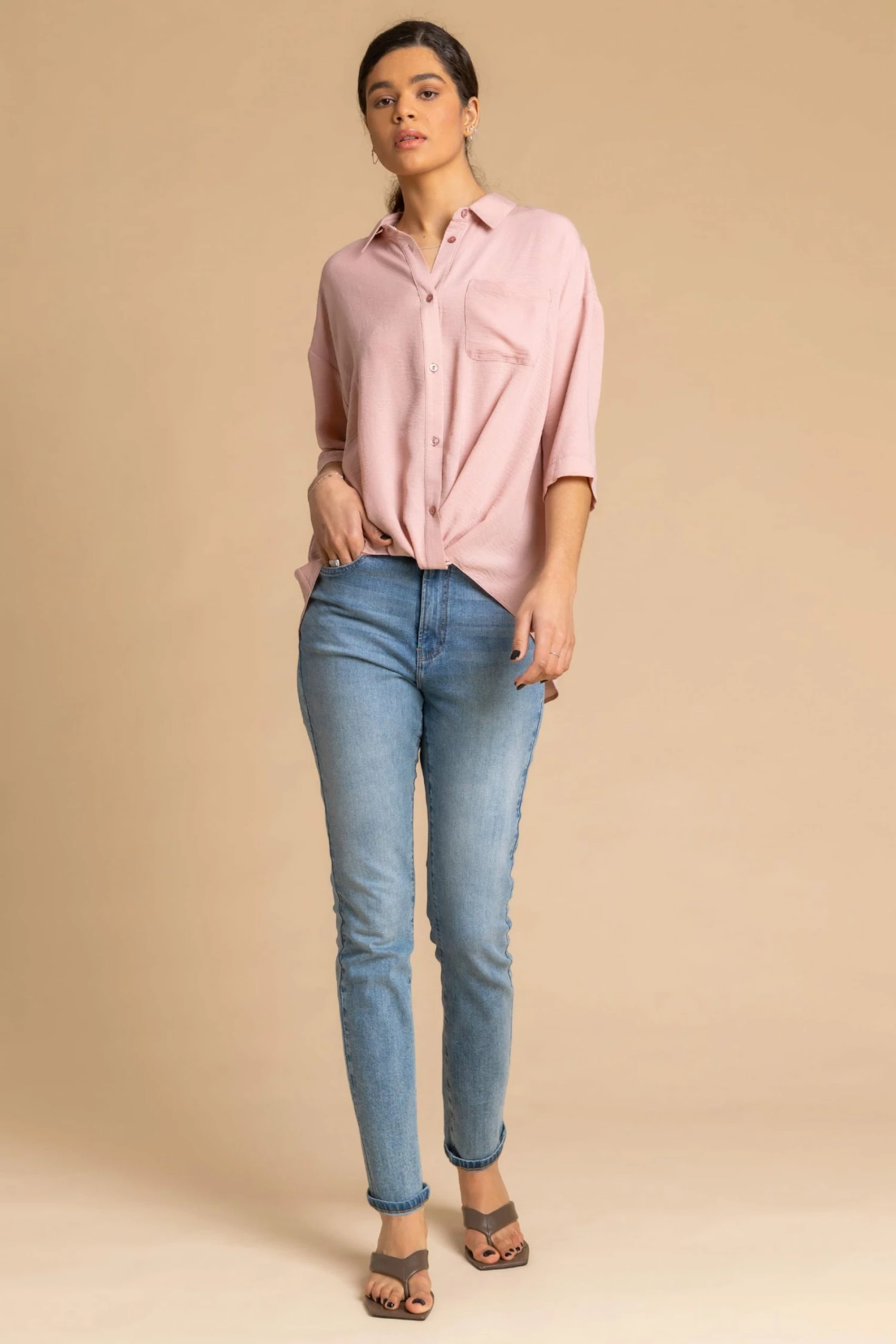 Roman Pink Plain Twist Detail Collared Shirt 5 Roman Pink Plain Twist Detail Collared Shirt - Image 3