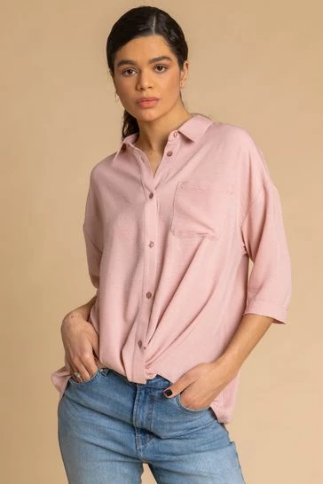 Roman Pink Plain Twist Detail Collared Shirt 7 Roman Pink Plain Twist Detail Collared Shirt - Image 5