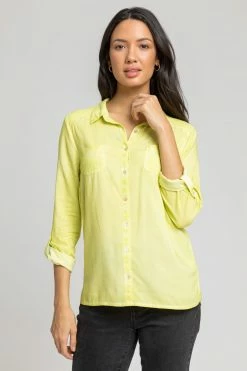 Roman Green Washed Button Through Shirt