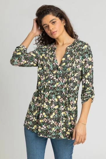 Roman Red Floral Print Pintuck Jersey Shirt 8 Roman Red Floral Print Pintuck Jersey Shirt - Image 6