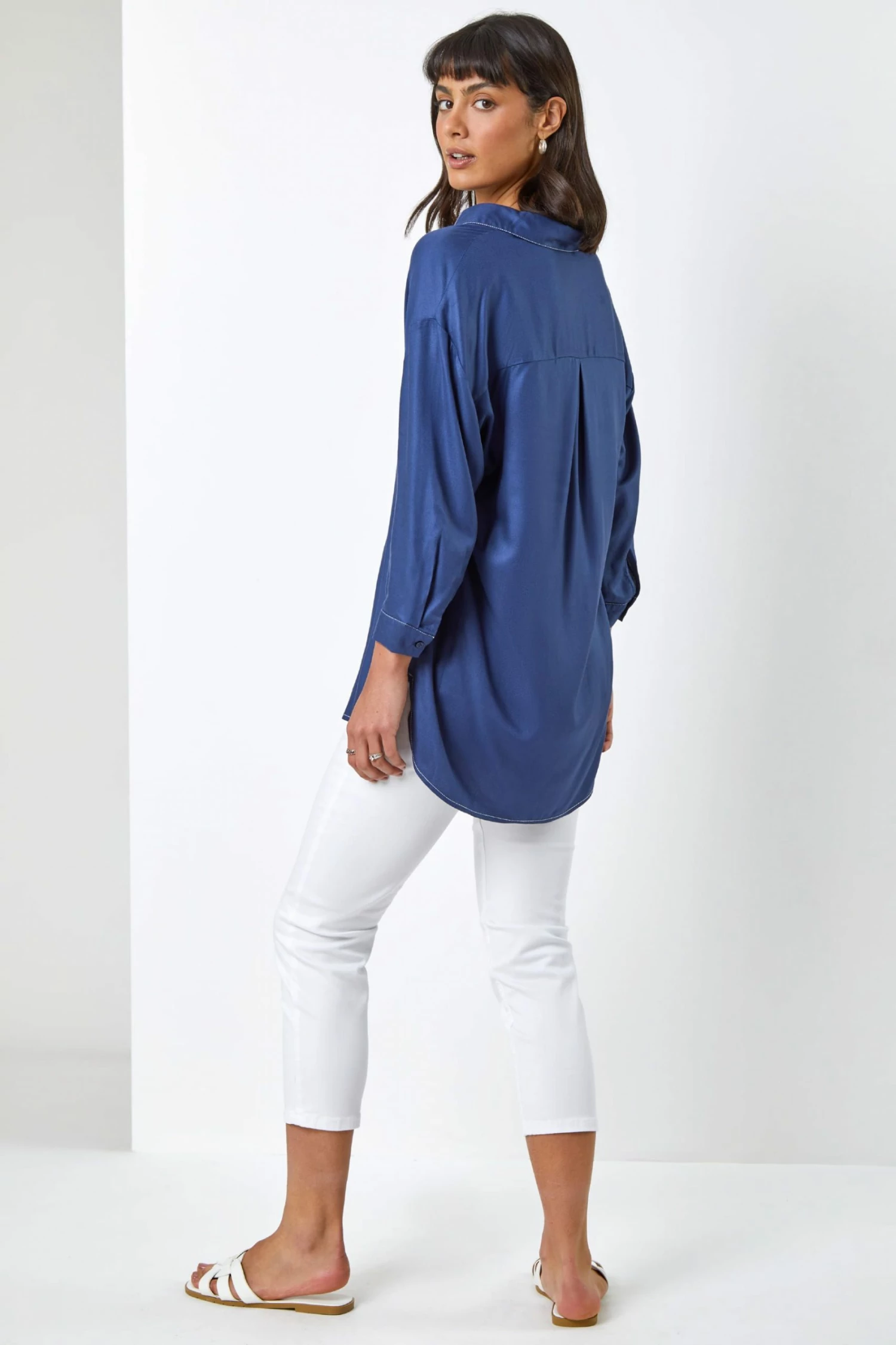 Roman Blue Relaxed Notch Neck Shirt 4 Roman Blue Relaxed Notch Neck Shirt - Image 2