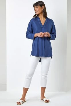 Roman Blue Relaxed Notch Neck Shirt 9 Roman Blue Relaxed Notch Neck Shirt -Roman Sales Shop unnamed file 11928