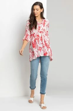 Roman Red Floral Print Notch Neck Top 10 Roman Red Floral Print Notch Neck Top -Roman Sales Shop unnamed file 11943