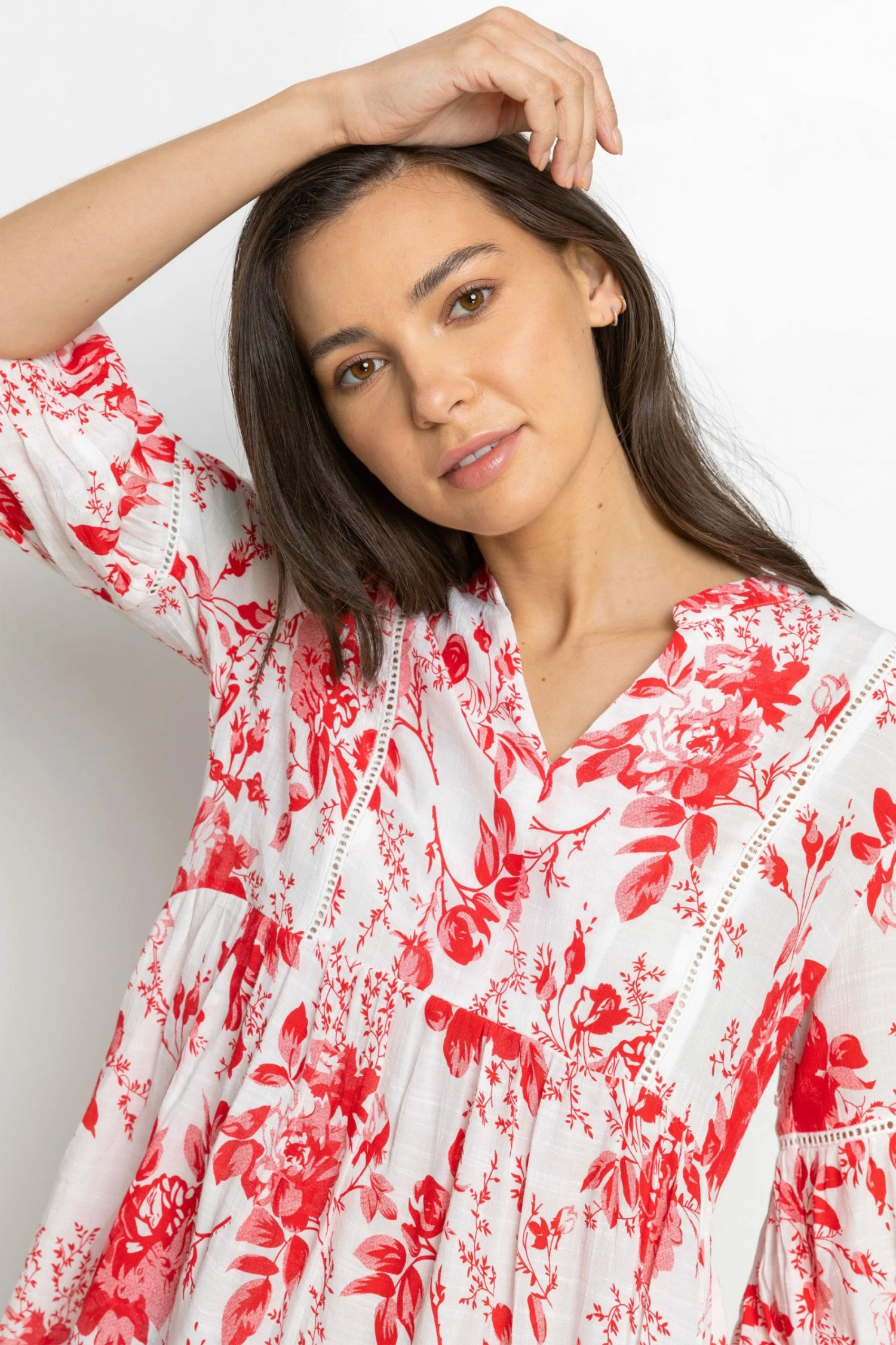 Roman Red Floral Print Notch Neck Top 6 Roman Red Floral Print Notch Neck Top - Image 4