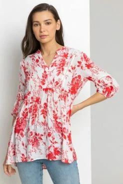 Roman Red Floral Print Notch Neck Top 12 Roman Red Floral Print Notch Neck Top -Roman Sales Shop unnamed file 11945