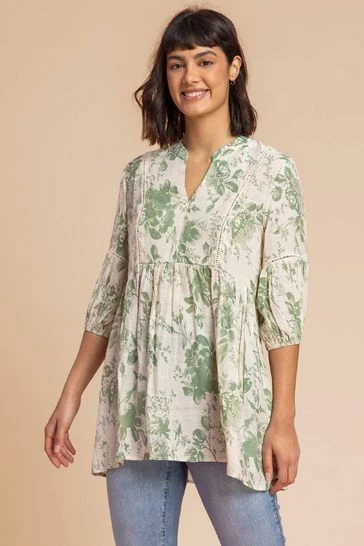 Roman Red Floral Print Notch Neck Top 8 Roman Red Floral Print Notch Neck Top - Image 6