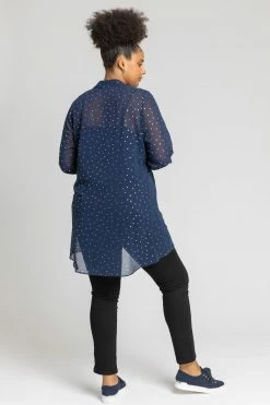 Roman Blue Curve Longline Foil Spot Shirt -Roman Sales Shop unnamed file 11949