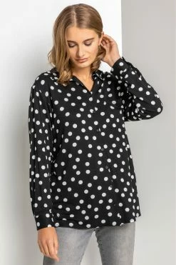 Roman Black Spot Print Buttoned Shirt
