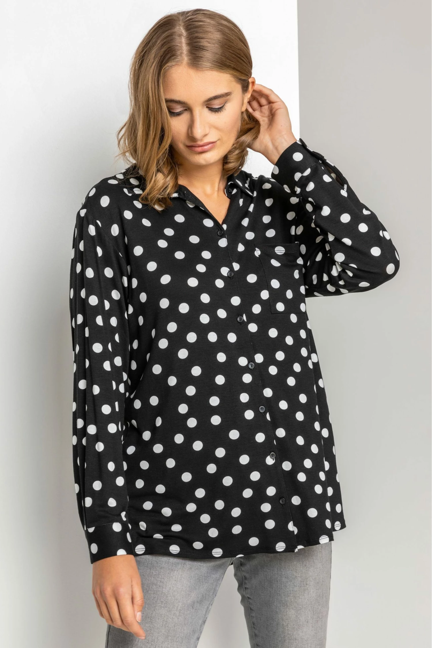 Roman Black Spot Print Buttoned Shirt 3 Roman Black Spot Print Buttoned Shirt