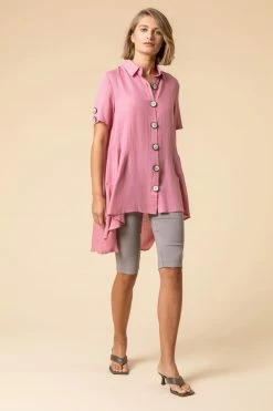 Roman Pink Asymmetric Button Detail Pocket Shirt 10 Roman Pink Asymmetric Button Detail Pocket Shirt -Roman Sales Shop unnamed file 11965