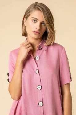 Roman Pink Asymmetric Button Detail Pocket Shirt 11 Roman Pink Asymmetric Button Detail Pocket Shirt -Roman Sales Shop unnamed file 11966