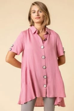 Roman Pink Asymmetric Button Detail Pocket Shirt 12 Roman Pink Asymmetric Button Detail Pocket Shirt -Roman Sales Shop unnamed file 11967