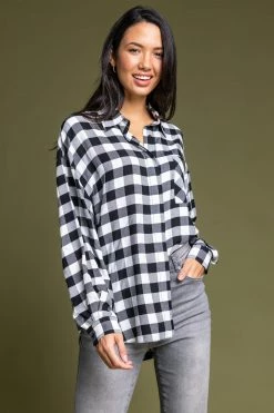 Roman Black Relaxed Check Print Shirt