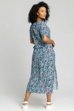 Roman Blue Petite Floral Frill Detail Midi Dress 8 Roman Blue Petite Floral Frill Detail Midi Dress -Roman Sales Shop unnamed file 1198