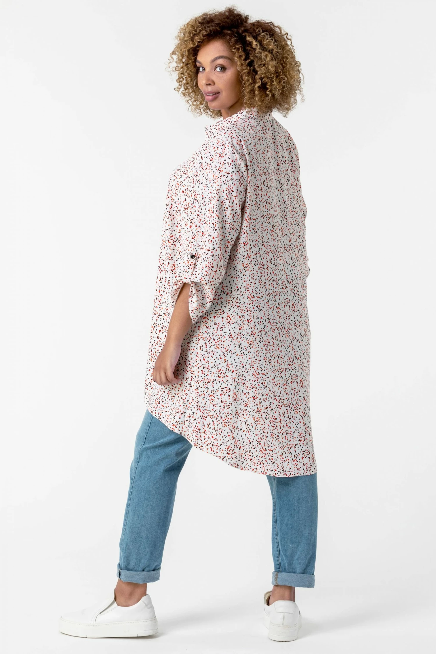 Roman White Curve Spot Print Button Shirt 4 Roman White Curve Spot Print Button Shirt - Image 2