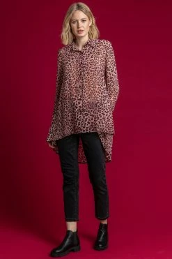 Roman Pink Animal Print Drop Hem Shirt 9 Roman Pink Animal Print Drop Hem Shirt -Roman Sales Shop unnamed file 11987