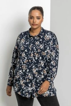 Roman Blue Curve Ditsy Floral Print Shirt 9 Roman Blue Curve Ditsy Floral Print Shirt -Roman Sales Shop unnamed file 11993