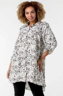 Roman Multi Curve Animal Print Button Shirt
