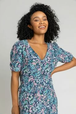 Roman Blue Petite Floral Frill Detail Midi Dress 10 Roman Blue Petite Floral Frill Detail Midi Dress -Roman Sales Shop unnamed file 1200