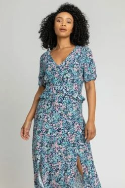 Roman Blue Petite Floral Frill Detail Midi Dress 11 Roman Blue Petite Floral Frill Detail Midi Dress -Roman Sales Shop unnamed file 1201