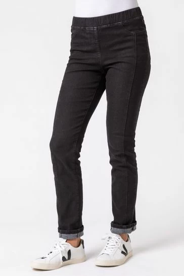 Roman Black Stitch Detail Stretch Mom Jeggings 6 Roman Black Stitch Detail Stretch Mom Jeggings - Image 4