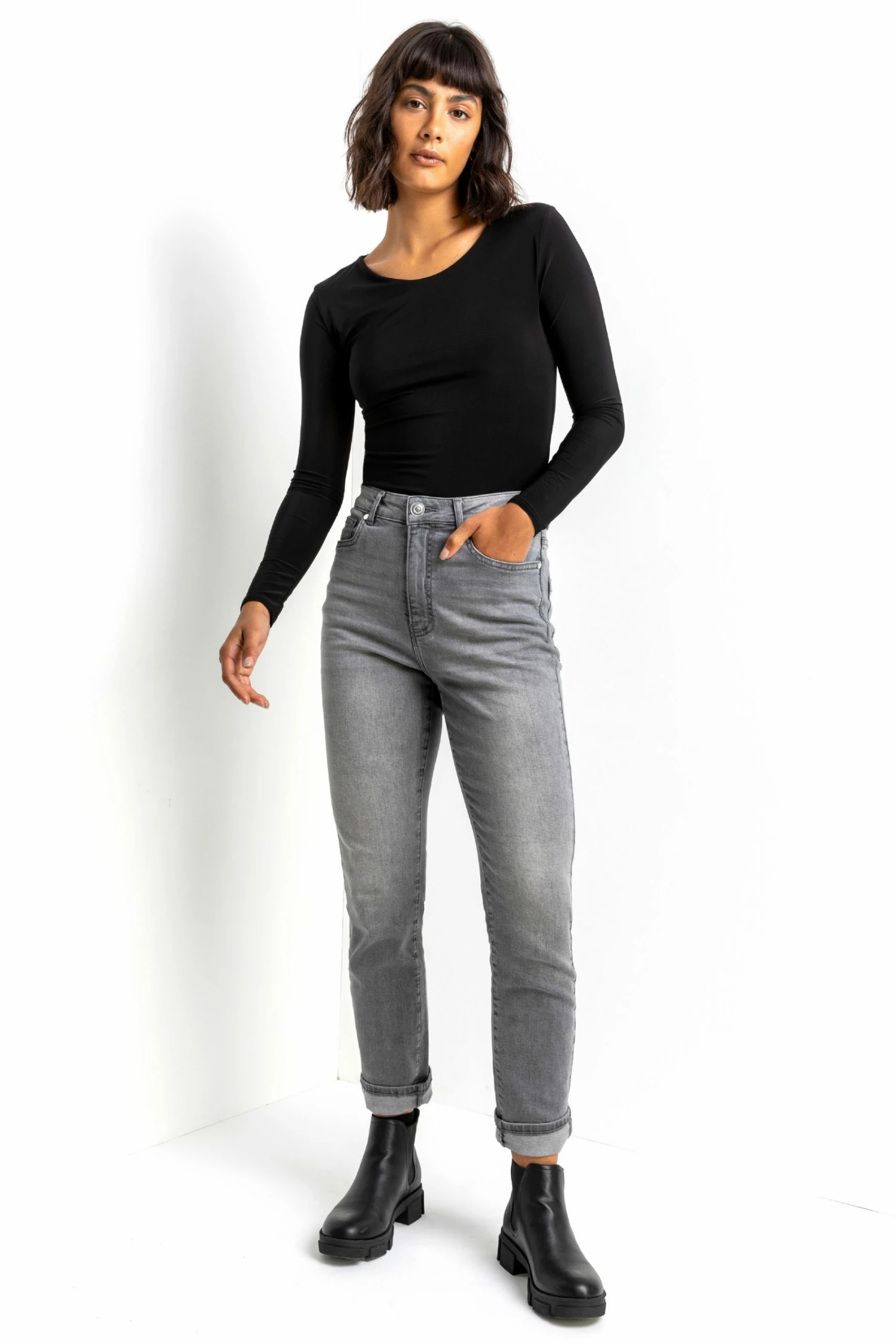 Roman Grey Slim Leg Mom Jeans 4 Roman Grey Slim Leg Mom Jeans - Image 2